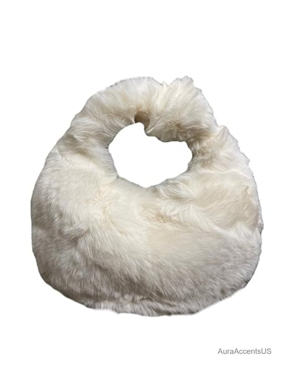 Fuzzy Dumpling Bag – Soft Knotted Faux Fur Y2K Handbag with Zipper